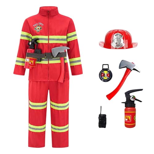 Feuerwehrmann Kostüm Für Kinder, Kinderkostüm Feuerwehr Junge, Feuerwehrchef Cosplay Rollenspiel Spielzeug, Feuerheld Kostüme Mit Feuerwehrhelm Feuerlöscher Abzeichen Megafon Für Mottoparty Karneval Feuerwehrmann Kostüm Für Kinder, Kinderkostüm Feuerwehr Junge, Feuerwehrchef Cosplay Rollenspiel Spielzeug, Feuerheld Kostüme Mit Feuerwehrhelm Feuerlöscher Abzeichen Megafon Für Mottoparty Karneval von Generisch