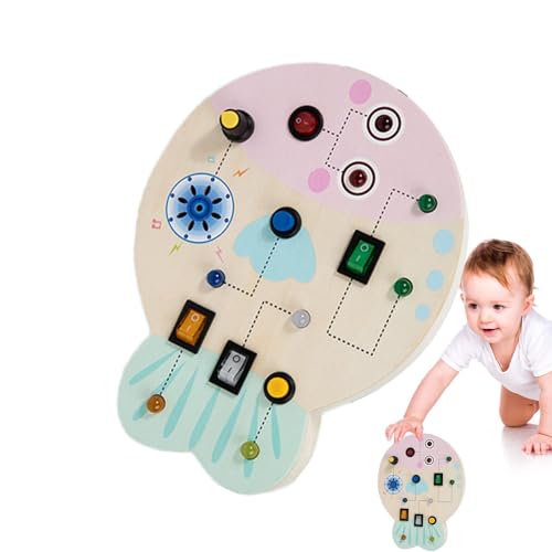 Fidget Board, Sensory Board für Kleinkinder,Holz-Montessori-LED-Lichtbrett | Aktivitätsspielzeug aus Holz für Kleinkinder, motorische Fähigkeiten, Lichtschalter, Reisespielzeug für Jungen und Mädchen von Generisch