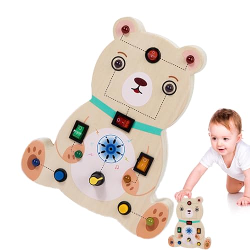 Fidget Board, Sensory Board für Kleinkinder - 8 LED-Lichtschalter Sensorplatine,Lernspielzeug aus Holz zur Verbesserung der frühen Feinmotorik, sensorisches Spielzeug für Jungen und Mädchen von Generisch
