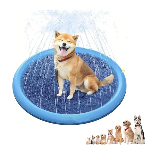 Fidofaves Splash Pad for Dogs, Non-Slip Dog Water Play Mat, Foldable Non-Slip Water Play Mat Outdoor Backyard Pool, Cooling Summer Fun Activity for Small Medium Large Breeds Puppies(150cm/59in) von Generisch