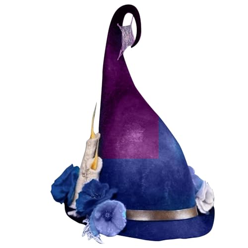 Filz-Hexenhut – Kostüm-Partyhut, Halloween-Filzhut, 78 x 44 x 20 cm, vielseitiger Blumenfilz-Hexenkostüm, spitzer Hut, Gothic-Cosplay, Hexenhut für Halloween, Cosplay, Kopfdekoration (blau, rot, rot) Filz-Hexenhut – Kostüm-Partyhut, Halloween-Filzhut, 78 x 44 x 20 cm, vielseitiger Blumenfilz-Hexenkostüm, spitzer Hut, Gothic-Cosplay, Hexenhut für Halloween, Cosplay, Kopfdekoration (blau, rot, rot) von Generisch