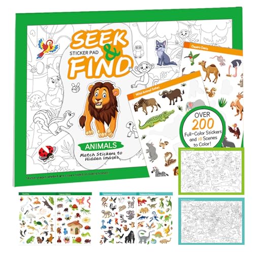 Find The Animal Sticker-Buch, interaktive Sticker-Aktivität, Kinder-Feinmotorikbuch, kinderfreundliches Design, fantasievoller und pädagogischer Spaß, 20,3 x 25,4 cm, für Kinder im Alter von 3–6 Find The Animal Sticker-Buch, interaktive Sticker-Aktivität, Kinder-Feinmotorikbuch, kinderfreundliches Design, fantasievoller und pädagogischer Spaß, 20,3 x 25,4 cm, für Kinder im Alter von 3–6 von Generisch