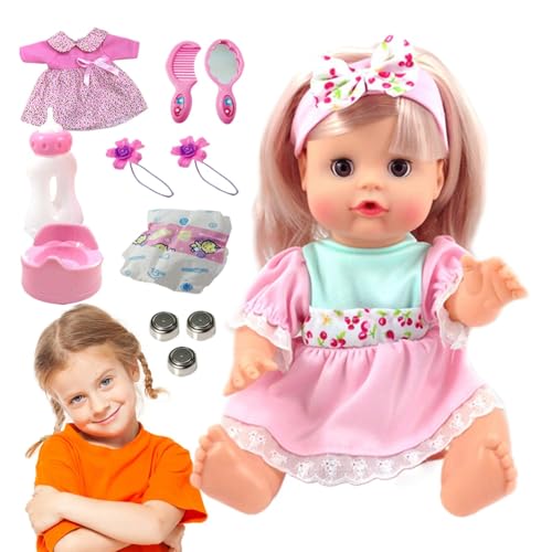 Fingere Puppenset – 12 Zoll realistisches Getränk und Puppe mit Sound – Pre-Boot-Spielzeug für Zuhause, Spielplatz, frühes Lernen, Kindergarten, Party von Generisch