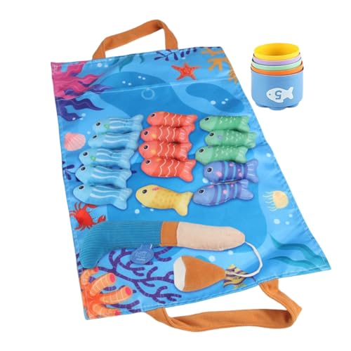 Fischereispiel - 23,62 Zoll Stoffessensorische Spielzeug für Skillbuilding, interaktives Spiel mit Lernfunktion, Bildungsset für Badewanne Pool Party, Stoff und , Vorschule Gebrauch von Generisch