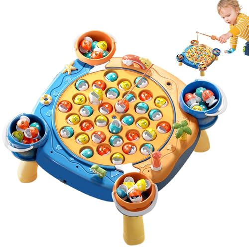 Fischereispiel - Bildung rotierendes Fischbrett - Bequemes magnetisches Fischereispiel mit Musikspaß -Bildungsspielzeug für Kinder, Kleinkindjungen Mädchen im Alter von 3 bis 5 Jahren von Generisch