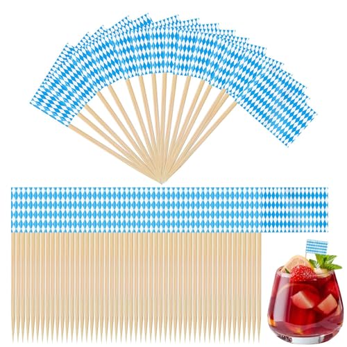 Flaggen Spieße - Oktoberfest Cupcake Toppings - 100 Essdekoration Stäbchen Für Küche Tischdekoration Garten Schinkenplatten Vorspeisen Cocktail Oktoberfest von Generisch