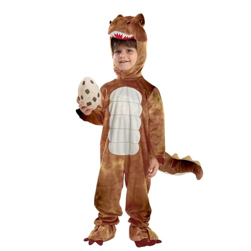 Fleece-Jumpsuits für Kinder, Jungen, Halloween, 3-teilig, Plüsch-Dinosaurier, warmer Strampler mit Fußabdeckung, Hut, langärmelig, weiche Kostüme, Outfits, braun, 9 - 10 Jahre Fleece-Jumpsuits für Kinder, Jungen, Halloween, 3-teilig, Plüsch-Dinosaurier, warmer Strampler mit Fußabdeckung, Hut, langärmelig, weiche Kostüme, Outfits, braun, 9 - 10 Jahre von Generisch