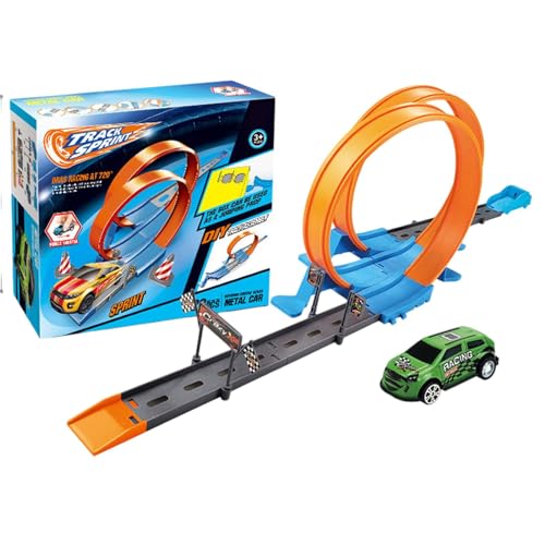 Flexible Track Toy Car, Assembling Track Race Pull-Back Car, Flexible Tracks Toy, Funny Flexible Road Games for Christmas, Halloween, Family Gatherings, Interactive Toy for Kids and Family Fun von Generisch