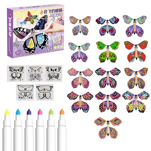 Fliegendes Schmetterlingsspielzeug,Magische weiße Malschmetterlinge,Handgefertigtes Schmetterlingsspielzeug zum Aufziehen, Schmetterling - Handgefertigter Schmetterling zum Aufziehen, magische Fee, fl Fliegendes Schmetterlingsspielzeug,Magische weiße Malschmetterlinge,Handgefertigtes Schmetterlingsspielzeug zum Aufziehen, Schmetterling - Handgefertigter Schmetterling zum Aufziehen, magische Fee, fl von Generisch