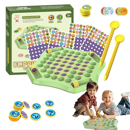 Flip Chess Memory,52pcs Flip Chess Memory Game,Board Games DIY Flips Chess Boards, Fruit Animal Matching Chess Boards,2 Players, Ages 3+ (Animal+Fruit) von Generisch