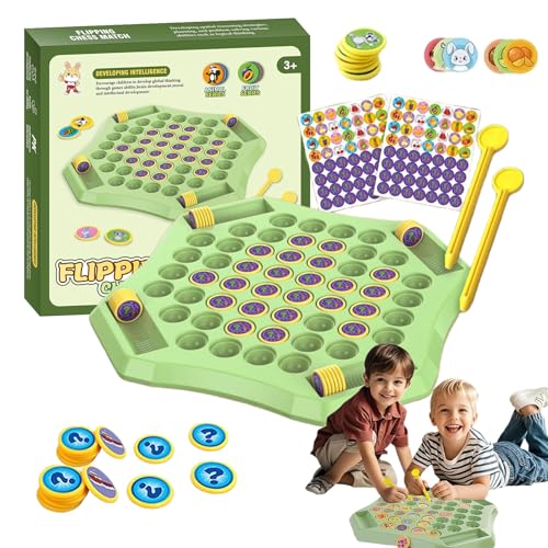 Flip Chess Memory,52pcs Flip Chess Memory Game,Board Games DIY Flips Chess Boards, Fruit Animal Matching Chess Boards,2 Players, Ages 3+ (Animal Theme) von Generisch