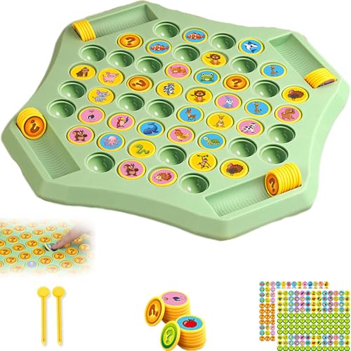 Flip-Match-Brettspiel, Flip-Match-Brettspiel für Kinder, Obst und Tier Matching, Bildungsgedächtnis DIY-Schach, interaktiver Spaß für Familie und Vorschule, geeignet für 2-4 Spieler (Animal) von Generisch