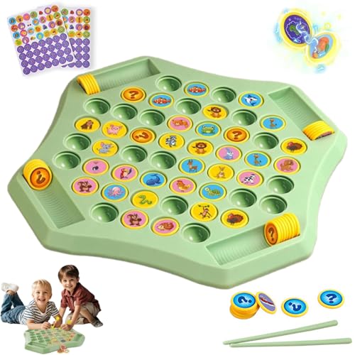 Flip Match Brettspiel, Flip Match Brettspiel für Kinder (52 Schach), Fruit Flip Chess Memory Schachspiel, DIY Flips Schachbretter für Kinder und Erwachsene (2–4 Spieler) (Animal Patterns) von Generisch
