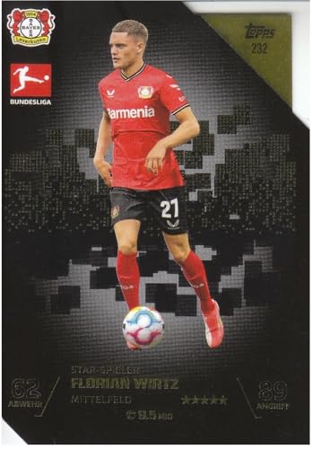 Florian Wirtz t 9.5 Mio Mittelfeld Leverkusen, Topps Die Cut BL Fußball Sammelkarte 232 von Generisch