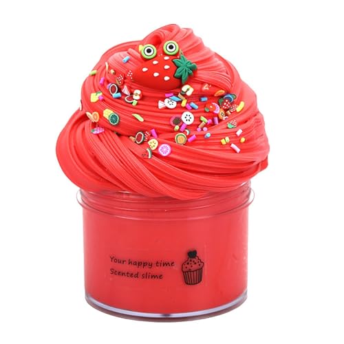 Fluffy Slime, 70 ml Fruit Slime 50 g, Slime Party Gifts for Children, Cloud Butter Slime, Super Soft and Non-Sticky, A Birthday Gift for Girls and Boys Aged 8-12 Years (Red) von Generisch