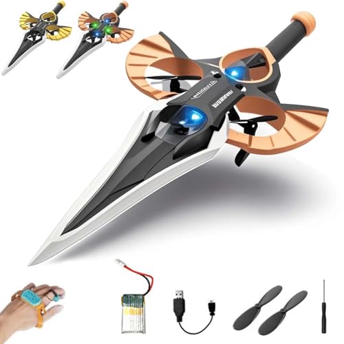 Flying Sword Rc Glider, Remote Flying Sword, 2025 New Stunt Remote-Controlled with Autopilot and Gyro Stabilizer, 3-Speed Stunt Plane, Easy to Fly Gift for Teens & Adults (Gesture,Black Gold) von Generisch