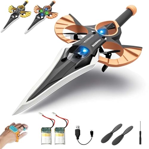 Flying Sword Rc Glider, Remote Flying Sword, 2025 New Stunt Remote-Controlled with Autopilot and Gyro Stabilizer, 3-Speed Stunt Plane, Easy to Fly Gift for Teens & Adults (Gesture-A,Black Gold) von Generisch