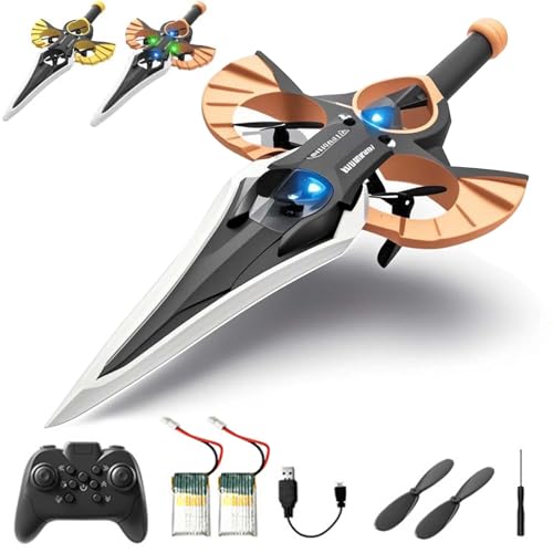 Flying Sword Rc Glider, Remote Flying Sword, 2025 New Stunt Remote-Controlled with Autopilot and Gyro Stabilizer, 3-Speed Stunt Plane, Easy to Fly Gift for Teens & Adults (Handle-A,Black Gold) von Generisch