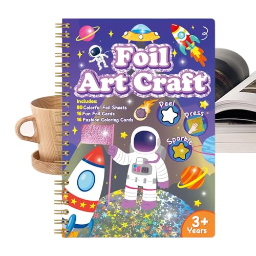 Folienhandwerk Kit, kreative Halloween-Malvorlagen für 4-10 Jahre alte Kinder, Folienhandwerk Aktivitätsbuch, Folien Malbuch für Geburtstag Weihnachten Halloween von Generisch