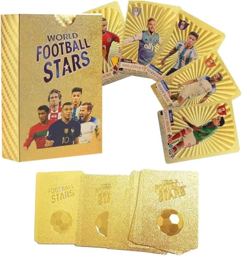 Football Stars Goldene Sammelkarten-Set, 55 Karten, Fußballspieler Edition von Generisch