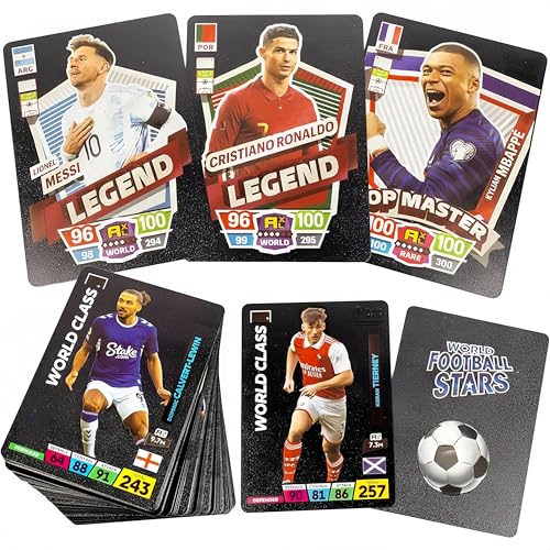 Football Stars Sammelkarten Set, 55 Premium Karten mit Legenden und Top-Spielern, Gold-, Silber- und Schwarz-Edition (schwarz) von Generisch