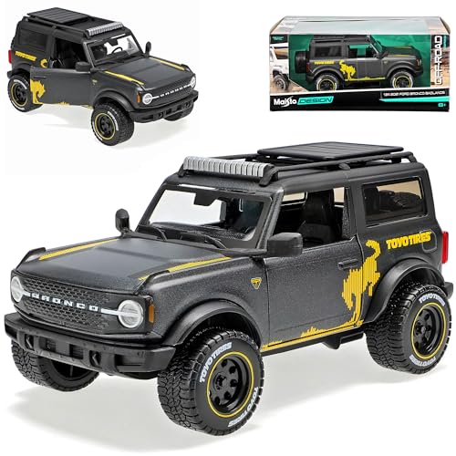 Ford Bronco Badlands Matt Schwarz 6. Generation Ab 2021 1/24 Modell Auto mit individiuellem Wunschkennzeichen von Generisch