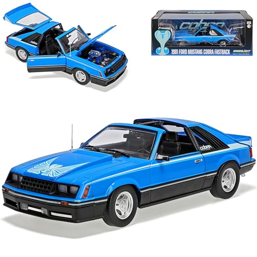 Ford Mustang Cobra Fastback 1981 Blau 3. Generation 1979-1993 1/18 Greenlight Modell Auto Ford Mustang Cobra Fastback 1981 Blau 3. Generation 1979-1993 1/18 Greenlight Modell Auto von Generisch