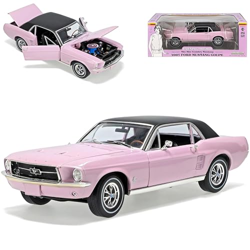 Ford Mustang I 2. Generation Coupe Pink mit Dach in Schwarz 1967 1/18 Greenlight Modell Auto von Generisch