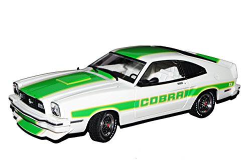 Ford Mustang II Cobra II 1978 Coupe Weiss mit grünen Billboard Streifen 1/18 Greenlight Modell Auto von Generisch