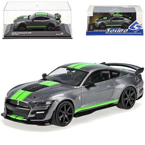 Generisch Ford Shelby Mustang GT500 Fast Track VI Coupe Matt Grau mit Streifen in Grün Modell Ab 2014 Version Ab 2020 1/43 Solido Modell Auto von Generisch