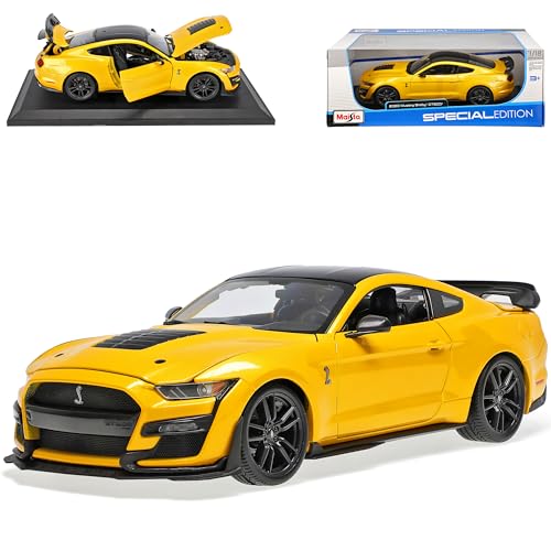 Ford Shelby Mustang GT500 Snake VI Coupe Gelb mit Schwarz Modell Ab 2014 Version Ab 2020 1/18 Modell Auto mit individiuellem Wunschkennzeichen von Generisch