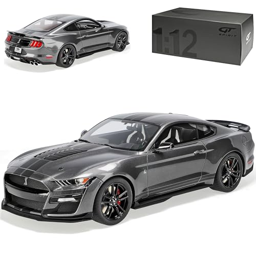 Generisch Ford Shelby Mustang GT500 Snake VI Coupe Grau mit Streifen in Schwarz Modell Ab 2014 Version Ab 2020 1/12 GT Spirit Modell Auto von Generisch