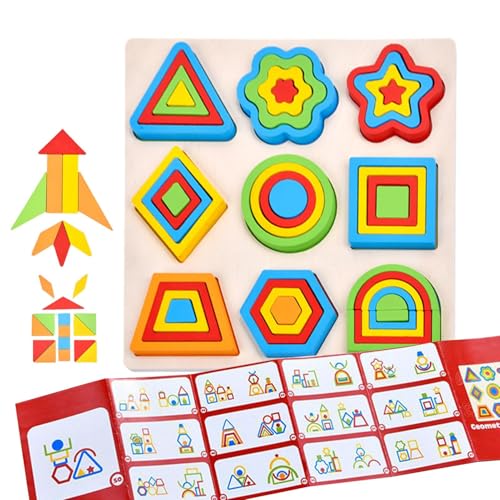 Formen Puzzle Für Kinder | Puzzle Blöcke Aus Holz | Geometrische Aktivitäten Entwicklung Bildung Und Lernen | Bausteine Für Kindergarten Mädchen Und Baby Bildung Entwicklung Lernen Formen Puz von Generisch