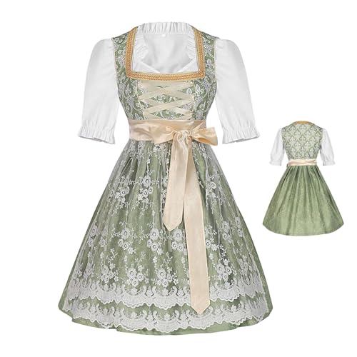 Frauen Rollenspiel Dirndl,Halloween Frauen Dirndl,Cosplay Damen Halloween Kostüm - Traditionelles bayerisches Mädchenmit Dirndlbluse, Dirndlschürze für das Oktoberfest von Generisch