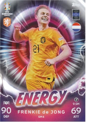 Frenkie de Jong t 9.5M Mittelfeld Niederlande Topps Energy Euro 2024 Fußball Sammelkarte GM 6 von Generisch