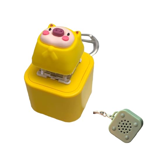 Frog Croaking Fidget Toy,Rechargeable Frog Croaking Keychain,Keyboard Fidget Clicker Toy with Colorful Lights,Fun & Portable Anxiety Relief Toys (Piglet hummed) von Generisch