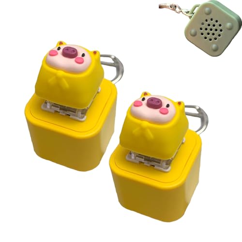 Frog Croaking Fidget Toy,Rechargeable Frog Croaking Keychain,Keyboard Fidget Clicker Toy with Colorful Lights,Fun & Portable Anxiety Relief Toys (Piglet hummed *2) von Generisch