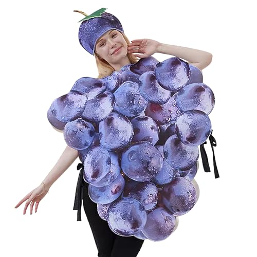 Fruchtkostüm | Lila Weintrauben Kostüm Mit Hut - Realistisches Verkleidungskostüm Für Rollenspiel Halloween Party Cosplay Bühnenauftritt von Generisch