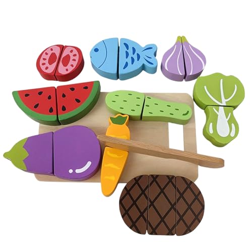 Fruit Cutting Toy, Toddler Educational Wooden Set, Fine Motor Skills, Imaginative Play Toys for Kids 3+ Years, Birthday Gift, Family Activity, Homeschool, Classroom Supplies 19.5x12x5.5cm von Generisch