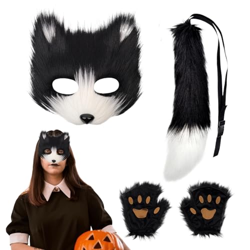Fuchs Gesichtsmaske Und Schwanz Set, Verkleidung Outfit Halloween Cosplay, Damen Fuchs Cosplay Gesichtsmaske und Schwanz, für Party Feier Event Maskenball Convention Karneval Festtage Erwachsene Jugen Fuchs Gesichtsmaske Und Schwanz Set, Verkleidung Outfit Halloween Cosplay, Damen Fuchs Cosplay Gesichtsmaske und Schwanz, für Party Feier Event Maskenball Convention Karneval Festtage Erwachsene Jugen von Generisch