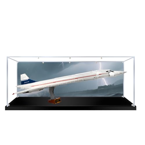 Für LE*GO 10318 Concorde, individuelle Vitrine mit thematischem Hintergrund – staubdichte Box aus transparentem Acryl – Themenszene – bruchsichere Vitrine für Sammler (Background-C) von Generisch