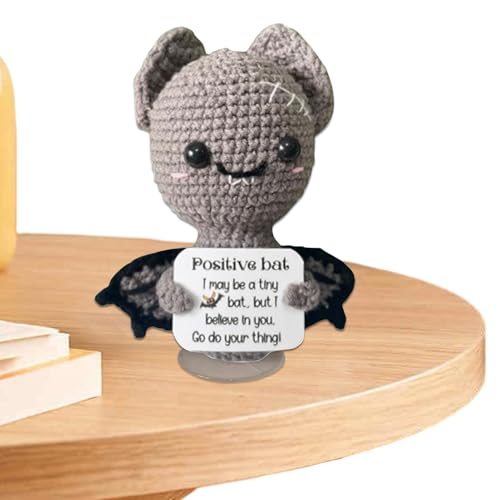 Fun Fledermaus mit positiver Karte, Positive Lebenskartoffel, Tierpocket - - handgefertigter Chopchapter -Teigdekoration für Erwachsene, Männer Fledermauspuppe Halloween -Gewebe überträgt eine von Generisch