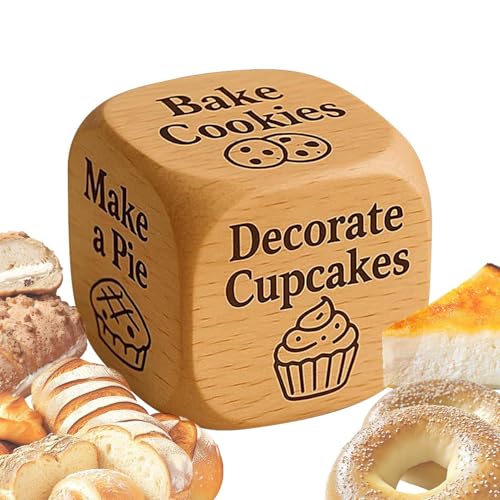 Funny Baking Dice, Wooden Kitchen Cooking Prop for Party Game Activity, with Six-Sided Fun Baking Challenge, for Family Gathering Date Night Teens Couples Adults Friends 1.97x1.97 inches von Generisch