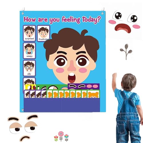 Funny Faces -Spiele - Filzaufkleber, soziales emotionales Lernkit | Bildungsemoticon -Brettspiel für Kinder mit austauschbaren Ausdrücken, interaktive Lehrressourcenunterrichtsaktivität, Aktivität, von Generisch