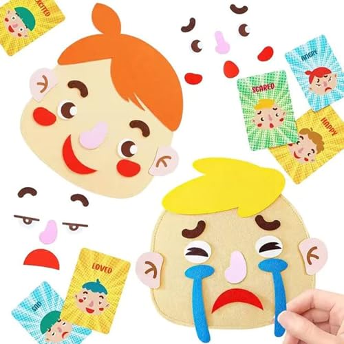 Funny Faces -Spiele - Filzaufkleber, soziales emotionales Lernkit | Bildungsemoticon -Brettspiel für Kinder mit austauschbaren Ausdrücken, interaktive Lehrressourcenunterrichtsaktivität, Aktivität, von Generisch