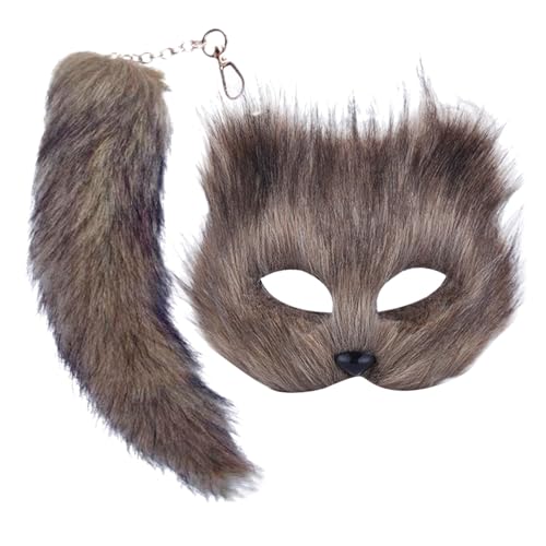 Furry Kostüm, Uchsschwanz Halloween Katze Maske Set, Fuchs Kostüm Cosplay Kostüm Halloween, Fox Tail Cosplay, Halloween Fuchs Maske, Karneval Halloween Party Cosplay Kostüm Set für Erwachsene Furry Kostüm, Uchsschwanz Halloween Katze Maske Set, Fuchs Kostüm Cosplay Kostüm Halloween, Fox Tail Cosplay, Halloween Fuchs Maske, Karneval Halloween Party Cosplay Kostüm Set für Erwachsene von Generisch