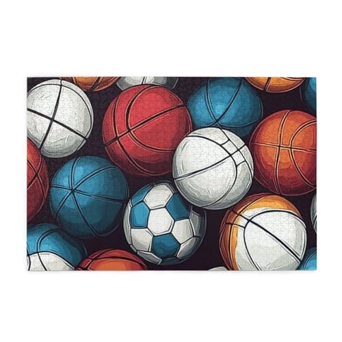 Fußball, Rugby und Volleyball, 1000 Teile Puzzles für Erwachsene, Holzpuzzles für Erwachsene, Geschenke, Heimdekoration Fußball, Rugby und Volleyball, 1000 Teile Puzzles für Erwachsene, Holzpuzzles für Erwachsene, Geschenke, Heimdekoration von Generisch