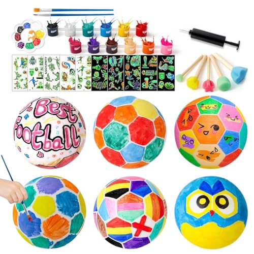 Fußball Malen Set,12 Farben Nachtlicht Spielzeug Fußball Lampen Bausatz | Kunstset Mit Pinsel Für Kinder Geburtstag Weihnachten Kinderzimmer Wohnzimmer von Generisch