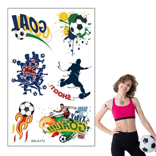 Fußball Temporäre Tattôos (10 Bögen) - WM Fan-Zubehör für Kinder | Wasserfeste Aufkleber für das Gesicht | Perfekt als Mitgebsel für Boys und Mädchen von Generisch