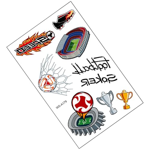 Fußball Temporäre Tattôos (10 Bögen) - WM Fan-Zubehör für Kinder | Wasserfeste Aufkleber für das Gesicht | Perfekt als Mitgebsel für Boys und Mädchen von Generisch